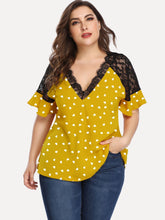 Kurzarm T-Shirt Dot Hohl Ärmel Casual